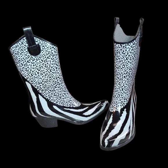 Daily Shoes Rain Boots Leopard and Zebra Print Pointed Toe Heeled  Women Size 10 - Picture 7 of 16
